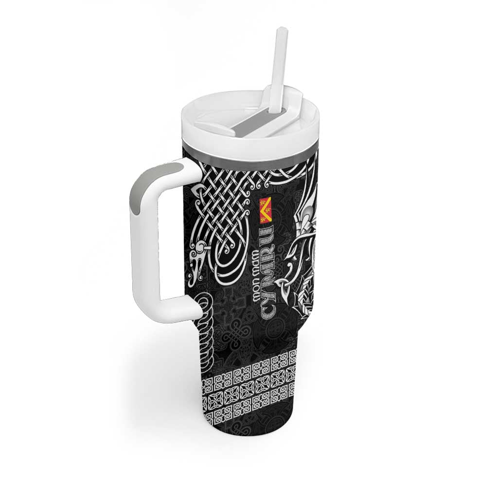 Personalized Anglesey Ynys Mon Tumbler With Handle Black Standing Stone Celtic-inspired - Wonder Print Shop