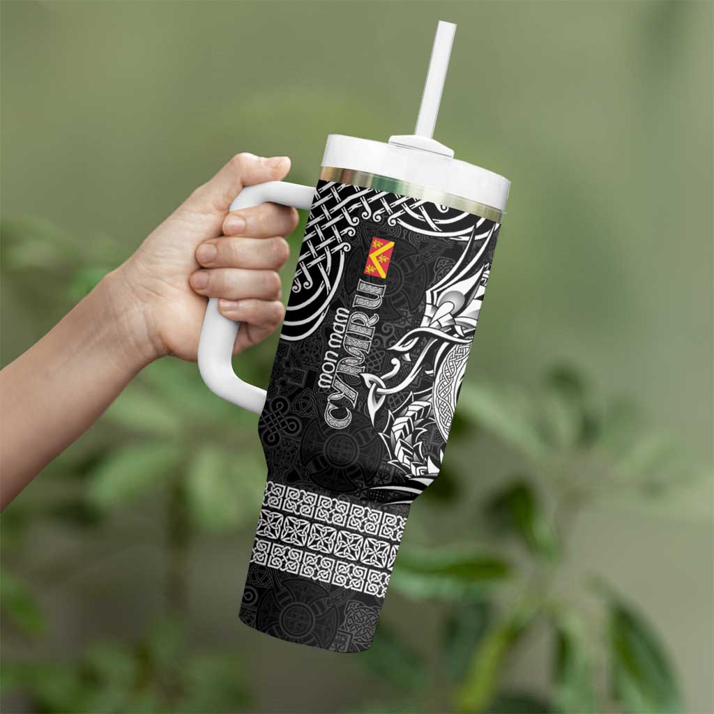 Personalized Anglesey Ynys Mon Tumbler With Handle Black Standing Stone Celtic-inspired - Wonder Print Shop