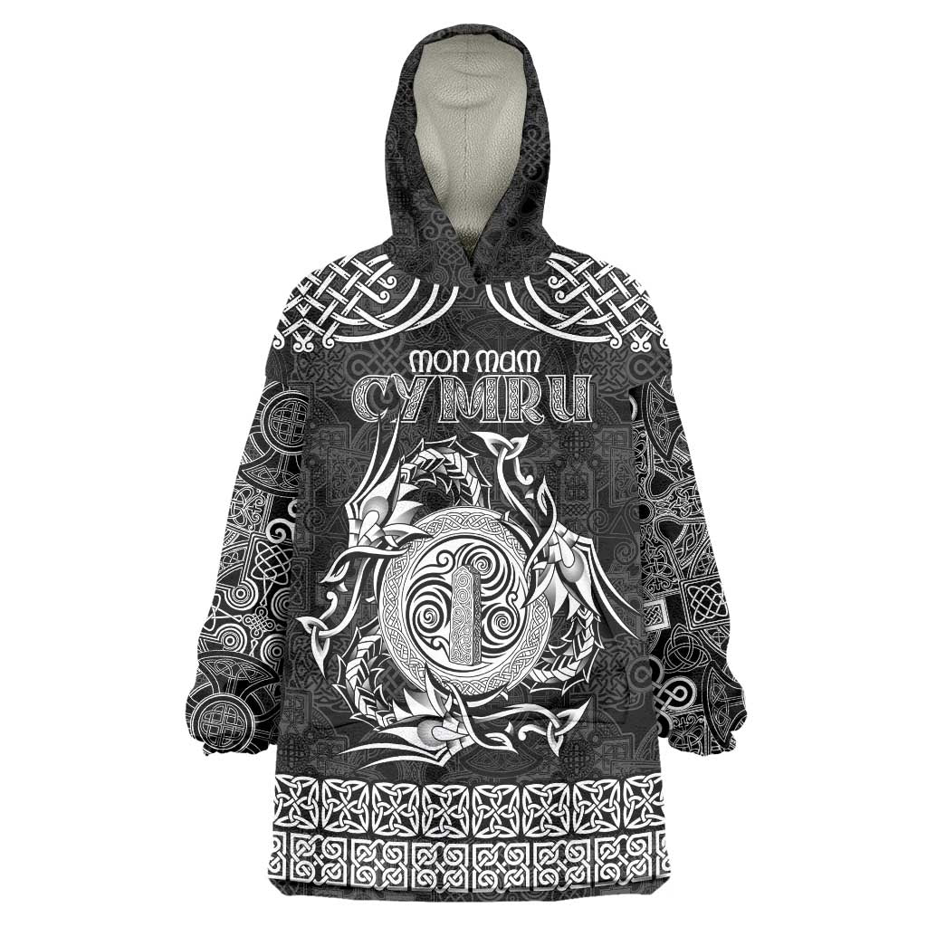 Personalized Anglesey Ynys Mon Wearable Blanket Hoodie Black Standing Stone Celtic-inspired - Wonder Print Shop