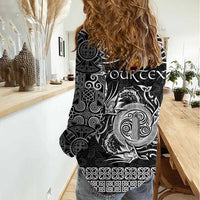 Personalized Anglesey Ynys Mon Women Casual Shirt Black Standing Stone Celtic-inspired - Wonder Print Shop