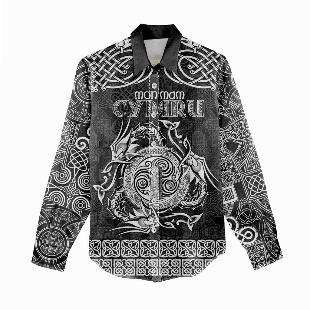 Personalized Anglesey Ynys Mon Women Casual Shirt Black Standing Stone Celtic-inspired - Wonder Print Shop