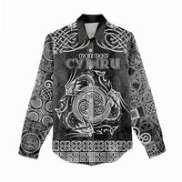 Personalized Anglesey Ynys Mon Women Casual Shirt Black Standing Stone Celtic-inspired - Wonder Print Shop