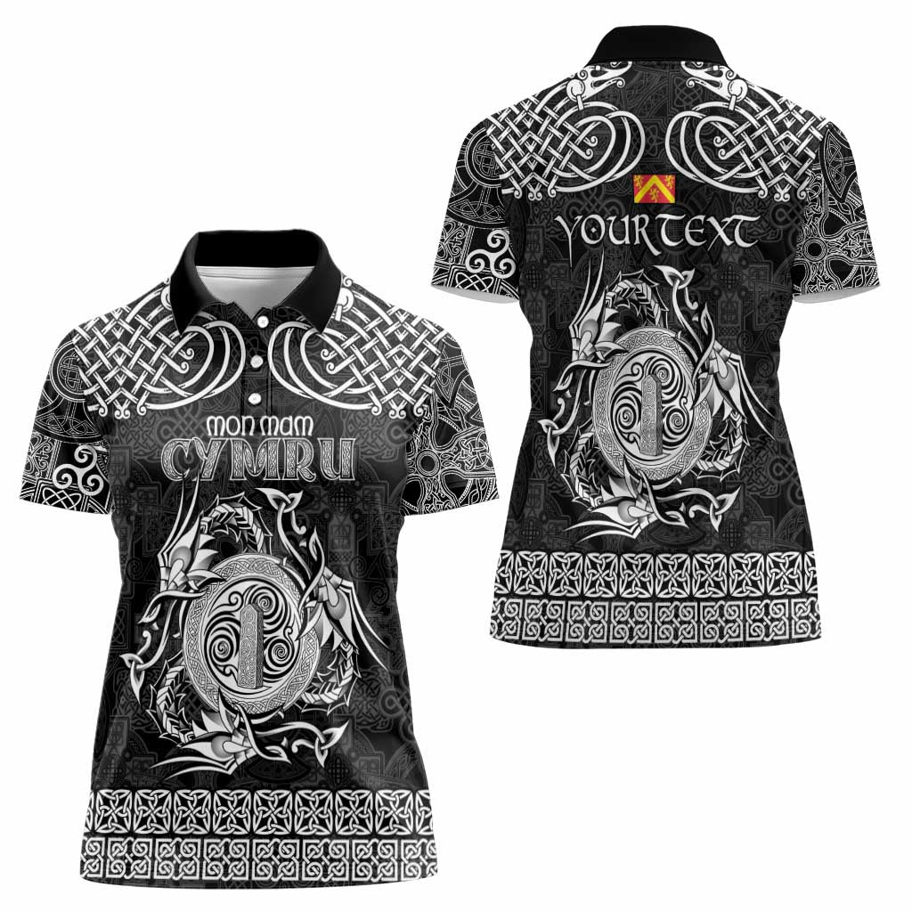 Personalized Anglesey Ynys Mon Women Polo Shirt Black Standing Stone Celtic-inspired - Wonder Print Shop