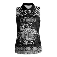 Personalized Anglesey Ynys Mon Women Sleeveless Polo Shirt Black Standing Stone Celtic-inspired - Wonder Print Shop