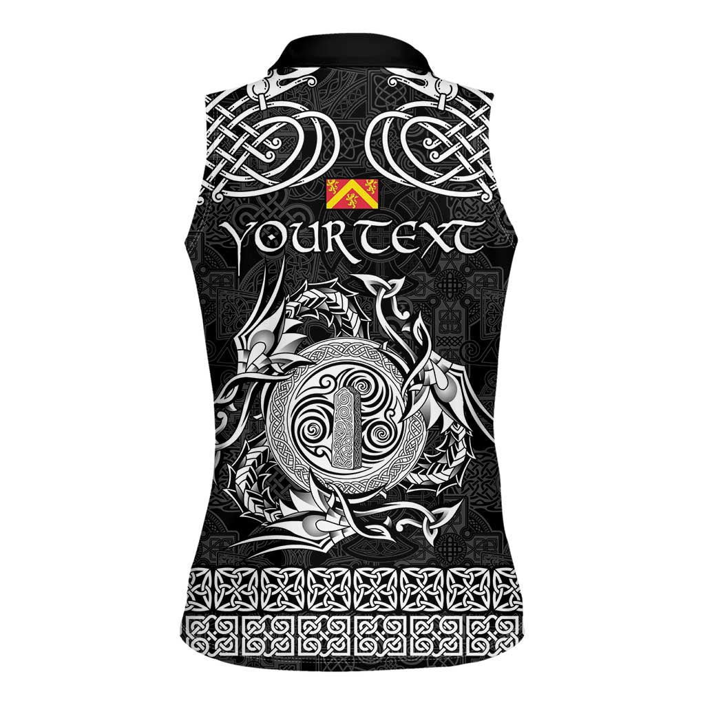Personalized Anglesey Ynys Mon Women Sleeveless Polo Shirt Black Standing Stone Celtic-inspired - Wonder Print Shop