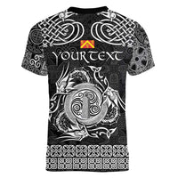 Personalized Anglesey Ynys Mon Women V-Neck T-Shirt Black Standing Stone Celtic-inspired - Wonder Print Shop