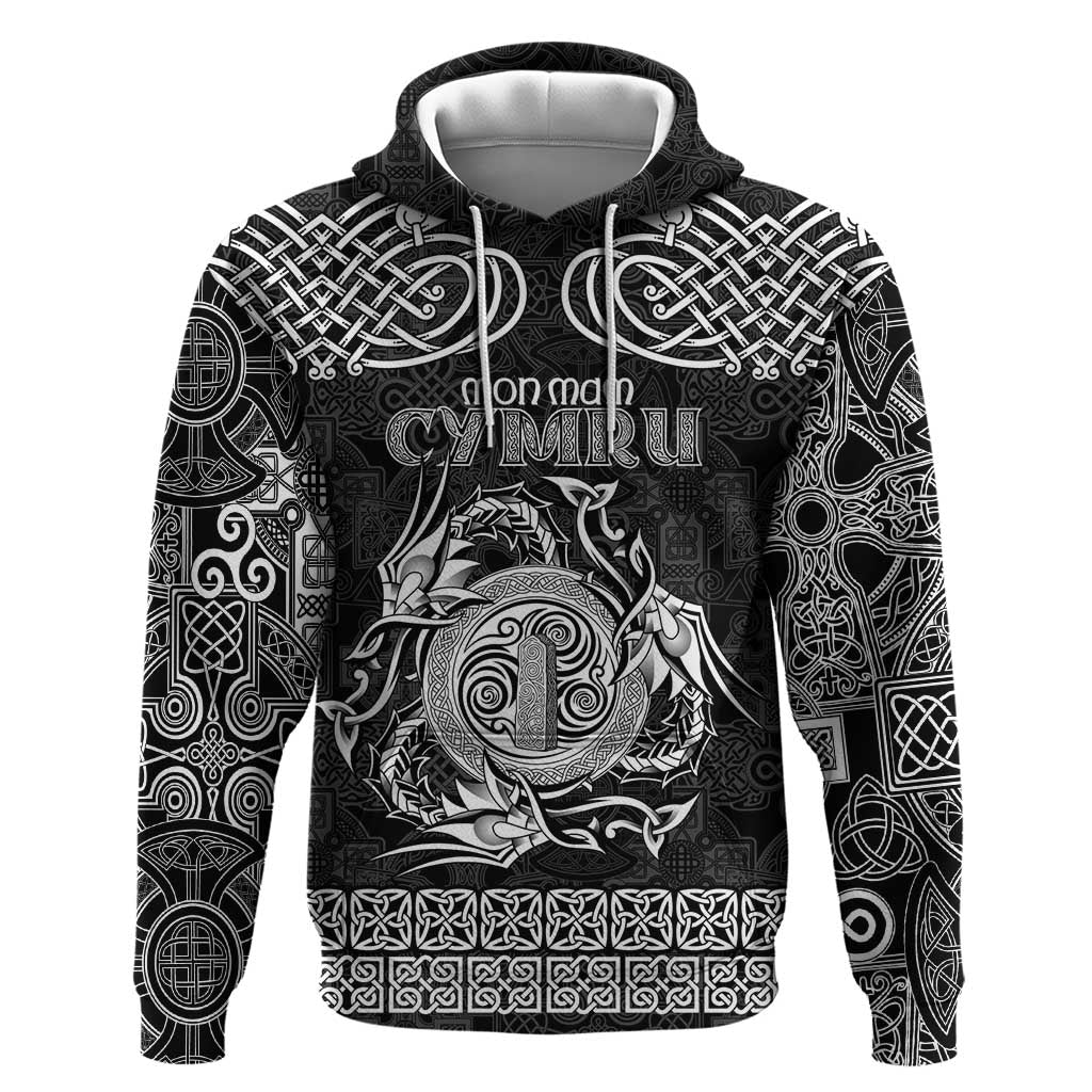 Personalized Anglesey Ynys Mon Zip Hoodie Black Standing Stone Celtic-inspired - Wonder Print Shop