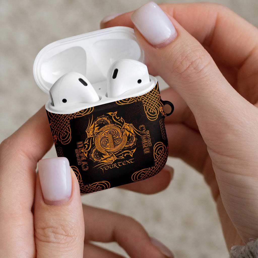 Personalized Anglesey Ynys Mon AirPods Case Gold Standing Stone Celtic-inspired - Wonder Print Shop