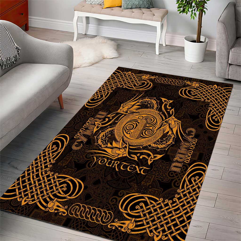 Personalized Anglesey Ynys Mon Area Rug Gold Standing Stone Celtic-inspired - Wonder Print Shop