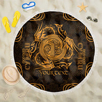 Personalized Anglesey Ynys Mon Beach Blanket Gold Standing Stone Celtic-inspired - Wonder Print Shop