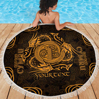 Personalized Anglesey Ynys Mon Beach Blanket Gold Standing Stone Celtic-inspired - Wonder Print Shop