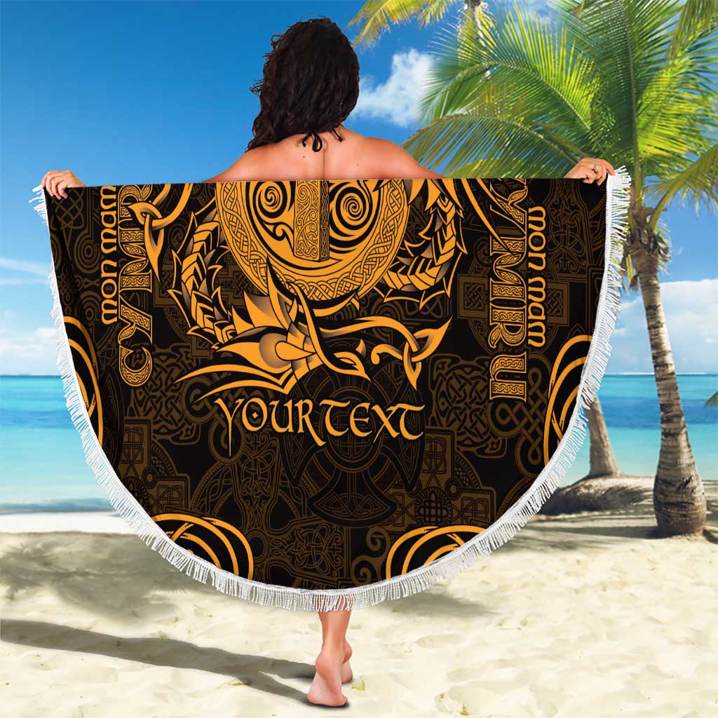 Personalized Anglesey Ynys Mon Beach Blanket Gold Standing Stone Celtic-inspired - Wonder Print Shop