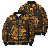 Personalized Anglesey Ynys Mon Bomber Puffer Jacket Gold Standing Stone Celtic-inspired - Wonder Print Shop