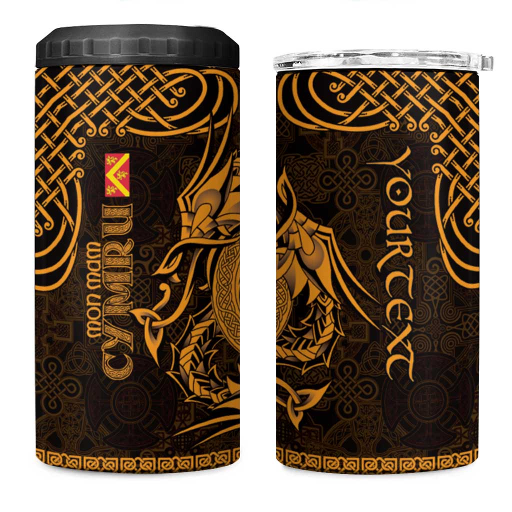 Personalized Anglesey Ynys Mon 4 in 1 Can Cooler Tumbler Gold Standing Stone Celtic-inspired - Wonder Print Shop