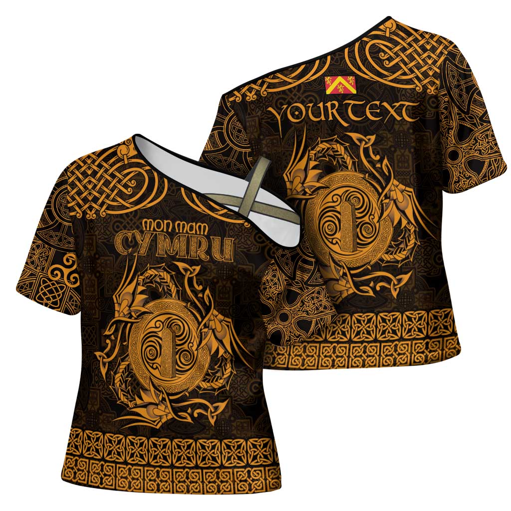 Personalized Anglesey Ynys Mon Cross Shoulder Shirt Gold Standing Stone Celtic-inspired - Wonder Print Shop