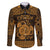 Personalized Anglesey Ynys Mon Family Matching Off The Shoulder Long Sleeve Dress and Hawaiian Shirt Gold Standing Stone Celtic-inspired - Wonder Print Shop