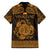 Personalized Anglesey Ynys Mon Family Matching Off Shoulder Short Dress and Hawaiian Shirt Gold Standing Stone Celtic-inspired - Wonder Print Shop