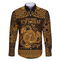 Personalized Anglesey Ynys Mon Family Matching Off Shoulder Short Dress and Hawaiian Shirt Gold Standing Stone Celtic-inspired - Wonder Print Shop