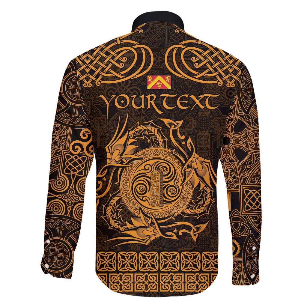 Personalized Anglesey Ynys Mon Family Matching Puletasi and Hawaiian Shirt Gold Standing Stone Celtic-inspired - Wonder Print Shop