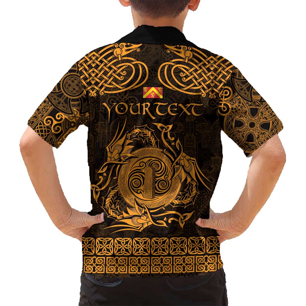 Personalized Anglesey Ynys Mon Family Matching Tank Maxi Dress and Hawaiian Shirt Gold Standing Stone Celtic-inspired - Wonder Print Shop
