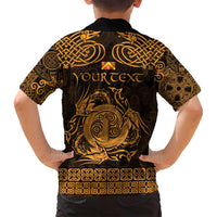 Personalized Anglesey Ynys Mon Family Matching Tank Maxi Dress and Hawaiian Shirt Gold Standing Stone Celtic-inspired - Wonder Print Shop