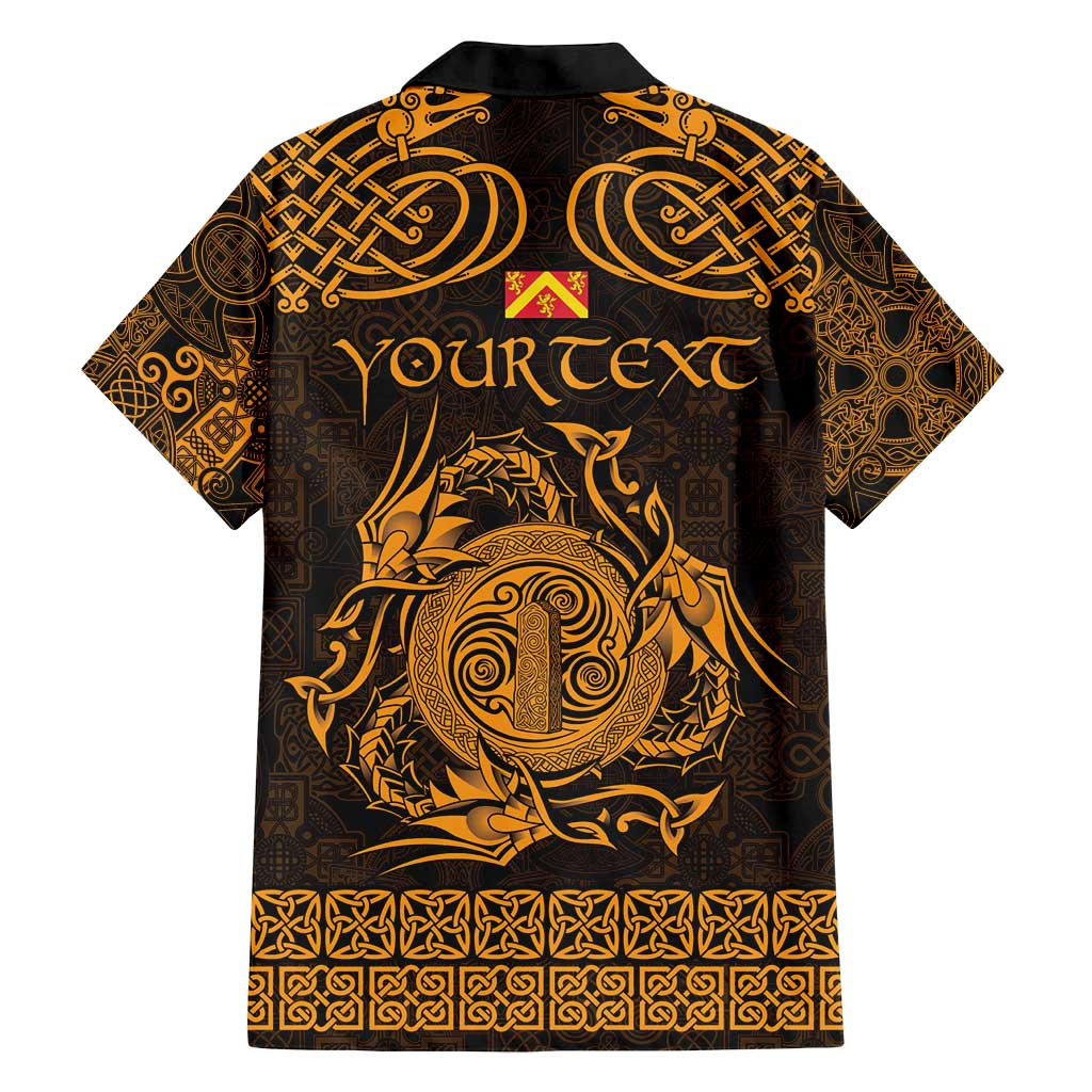 Personalized Anglesey Ynys Mon Family Matching Tank Maxi Dress and Hawaiian Shirt Gold Standing Stone Celtic-inspired - Wonder Print Shop
