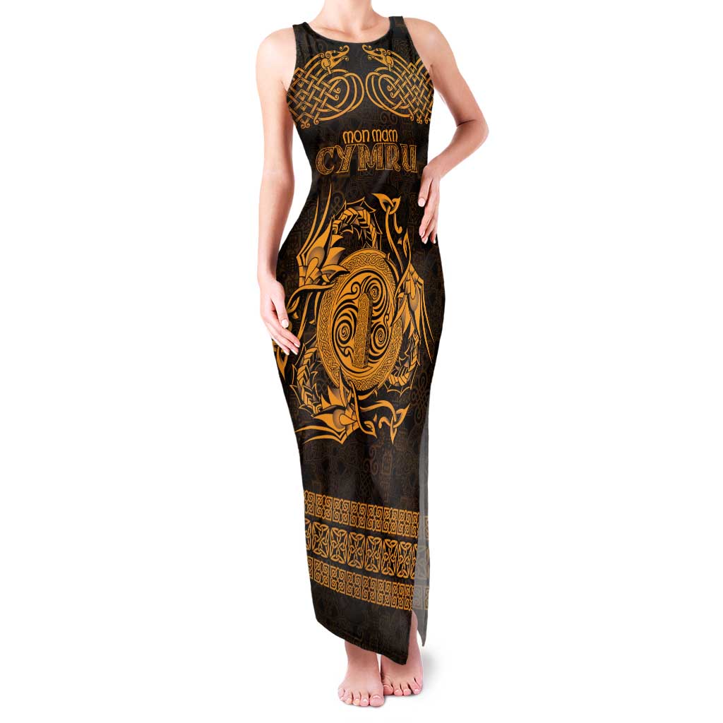 Personalized Anglesey Ynys Mon Family Matching Tank Maxi Dress and Hawaiian Shirt Gold Standing Stone Celtic-inspired - Wonder Print Shop