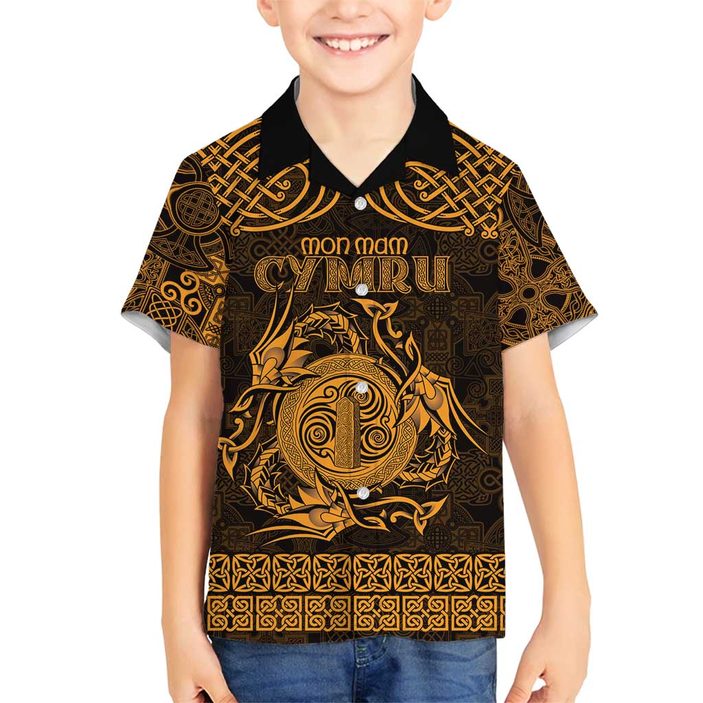 Personalized Anglesey Ynys Mon Family Matching Tank Maxi Dress and Hawaiian Shirt Gold Standing Stone Celtic-inspired - Wonder Print Shop