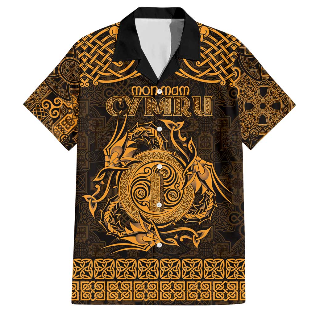 Personalized Anglesey Ynys Mon Hawaiian Shirt Gold Standing Stone Celtic-inspired - Wonder Print Shop