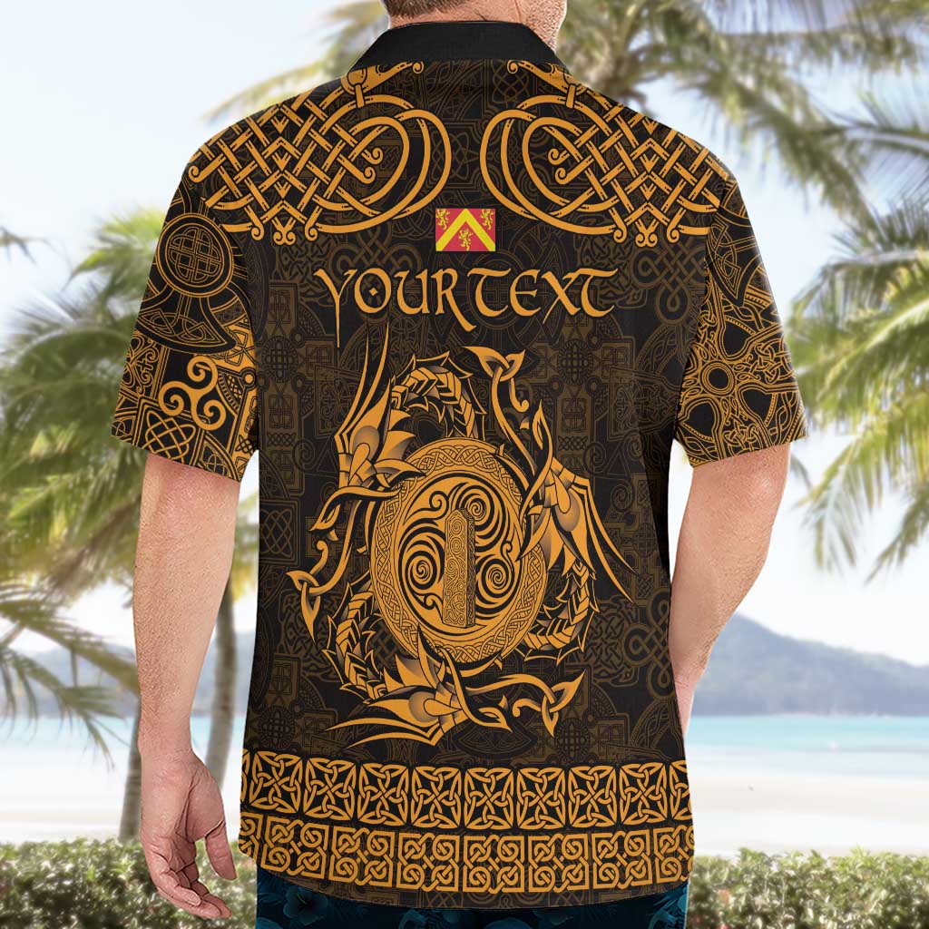 Personalized Anglesey Ynys Mon Hawaiian Shirt Gold Standing Stone Celtic-inspired - Wonder Print Shop