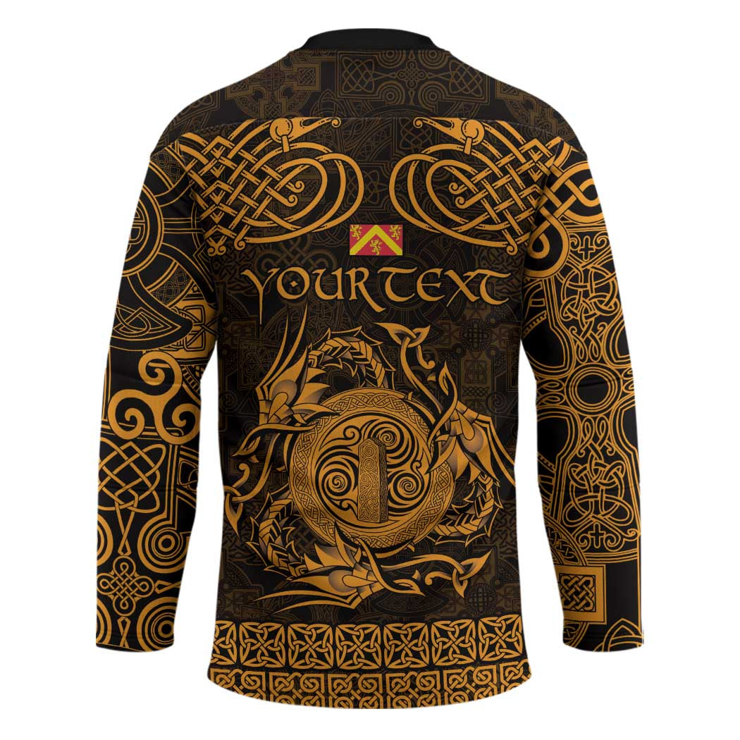 Personalized Anglesey Ynys Mon Hockey Jersey Gold Standing Stone Celtic-inspired - Wonder Print Shop