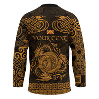 Personalized Anglesey Ynys Mon Hockey Jersey Gold Standing Stone Celtic-inspired - Wonder Print Shop