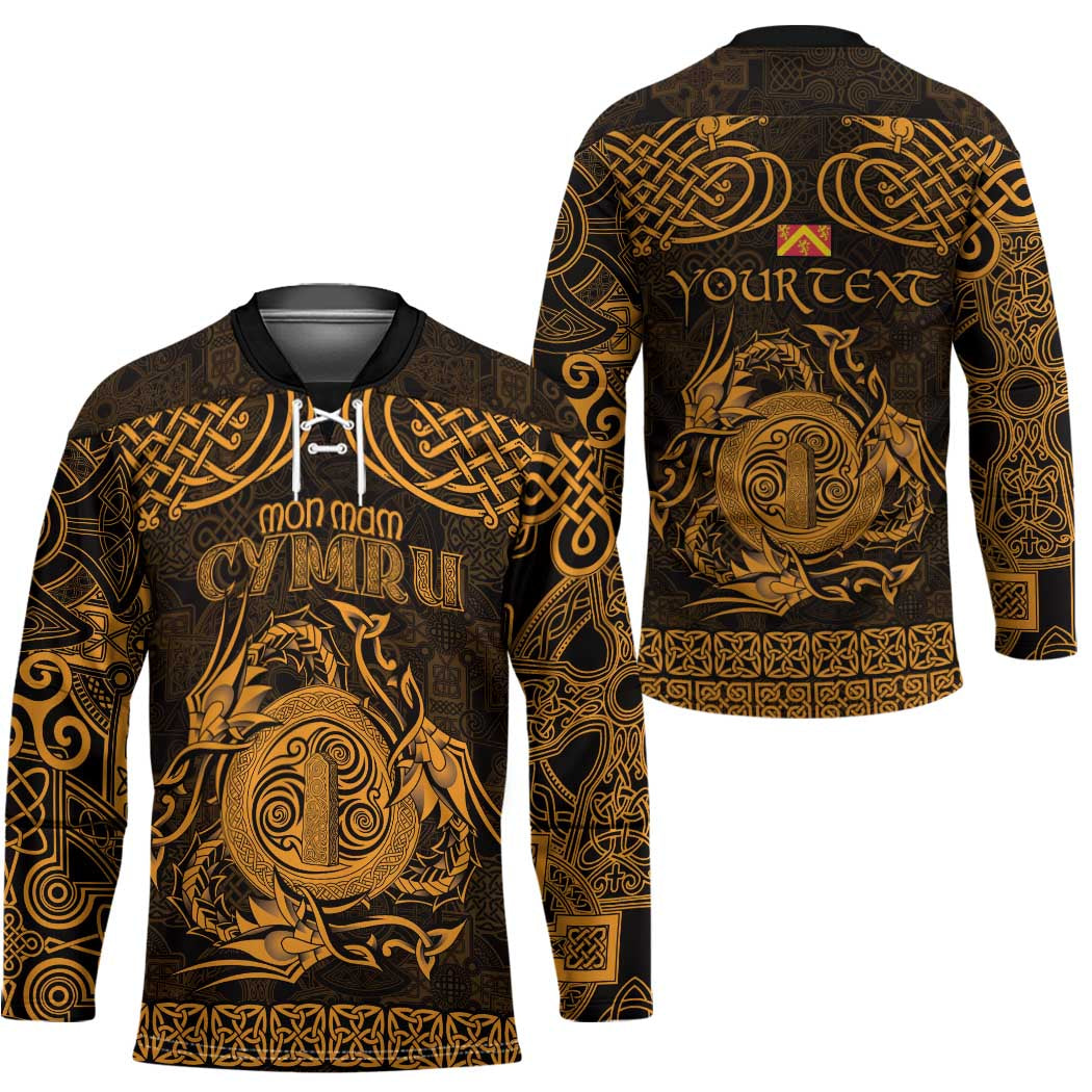 Personalized Anglesey Ynys Mon Hockey Jersey Gold Standing Stone Celtic-inspired - Wonder Print Shop