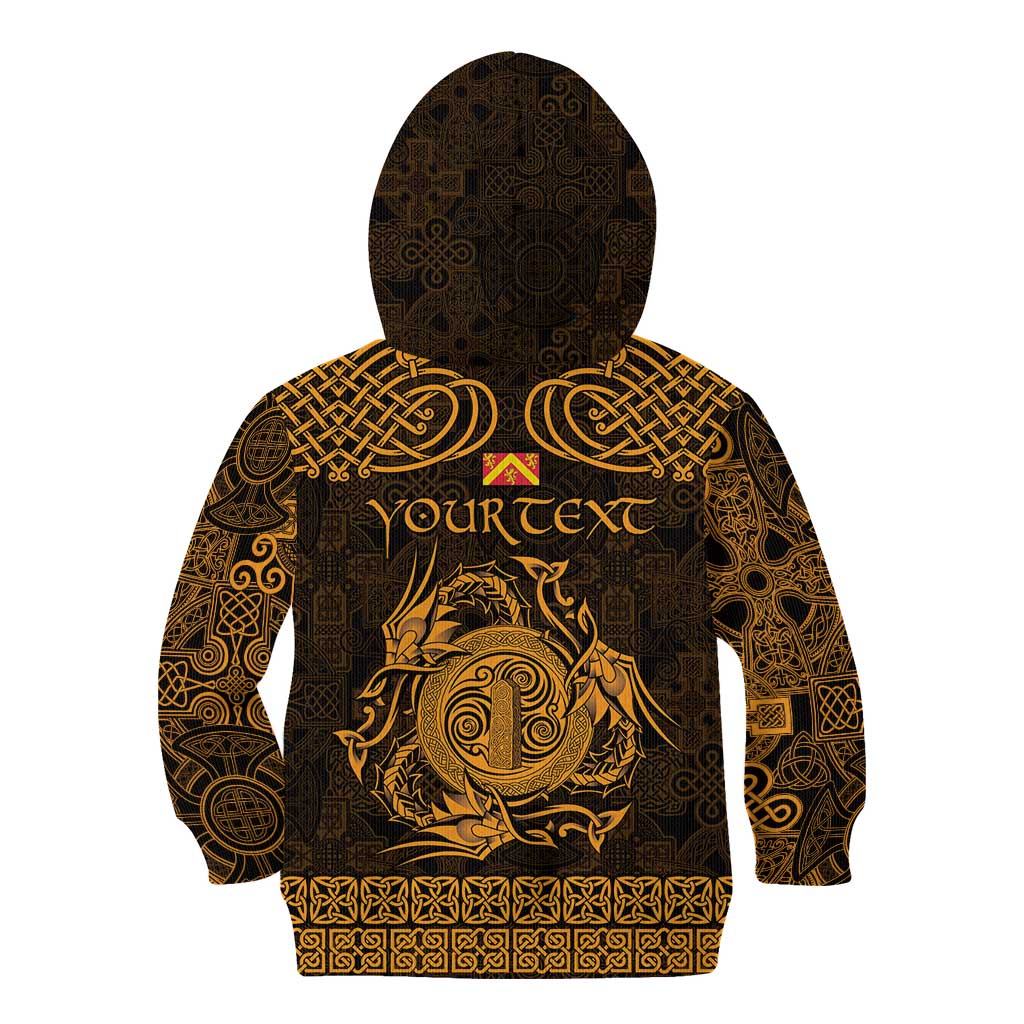 Personalized Anglesey Ynys Mon Kid Hoodie Gold Standing Stone Celtic-inspired - Wonder Print Shop