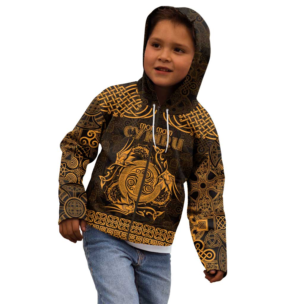 Personalized Anglesey Ynys Mon Kid Hoodie Gold Standing Stone Celtic-inspired - Wonder Print Shop