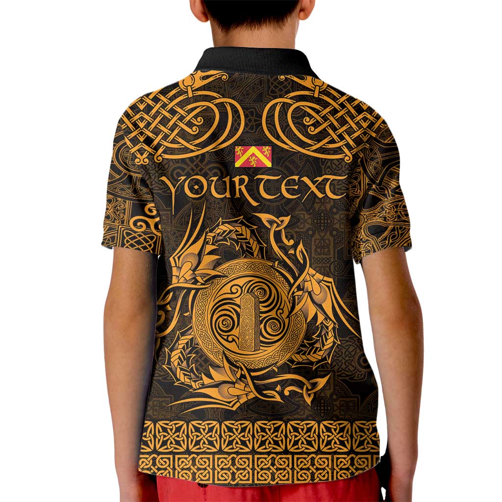 Personalized Anglesey Ynys Mon Kid Polo Shirt Gold Standing Stone Celtic-inspired - Wonder Print Shop
