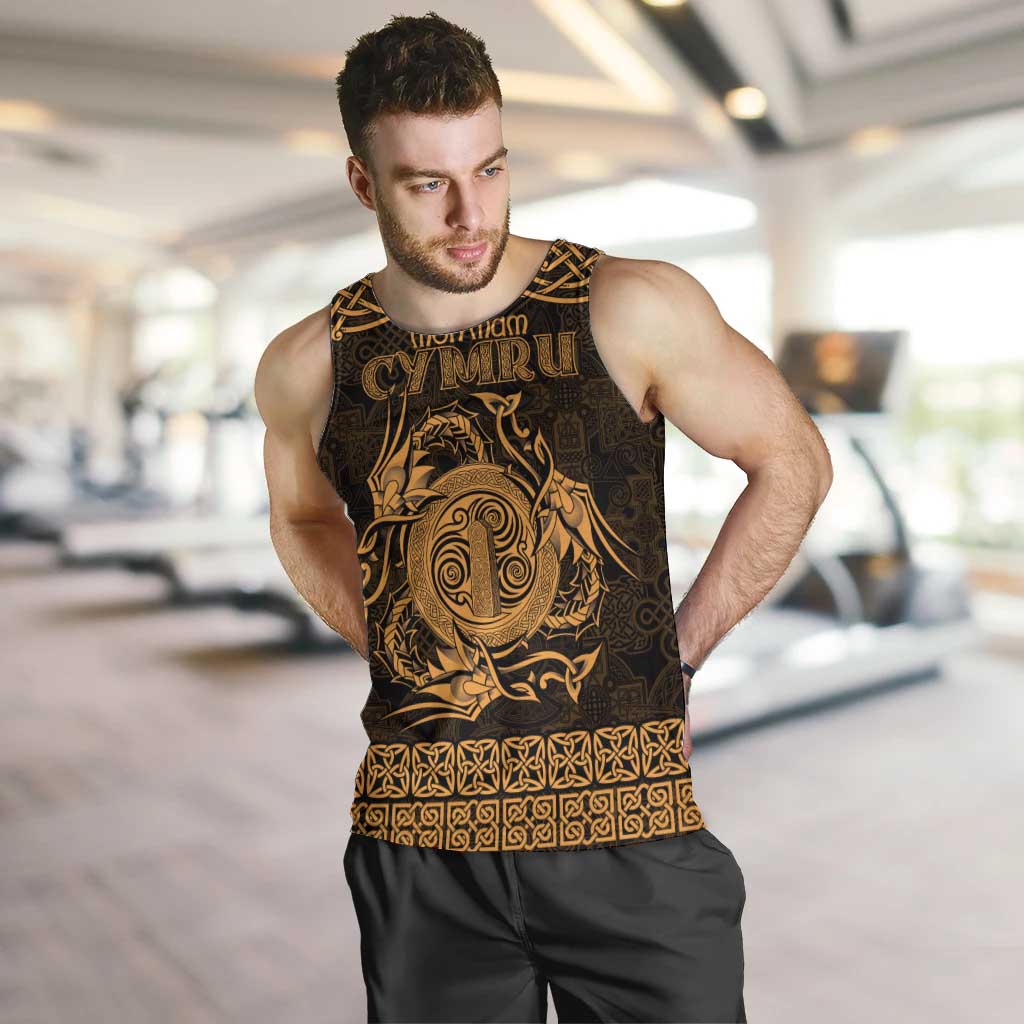 Personalized Anglesey Ynys Mon Men Tank Top Gold Standing Stone Celtic-inspired - Wonder Print Shop
