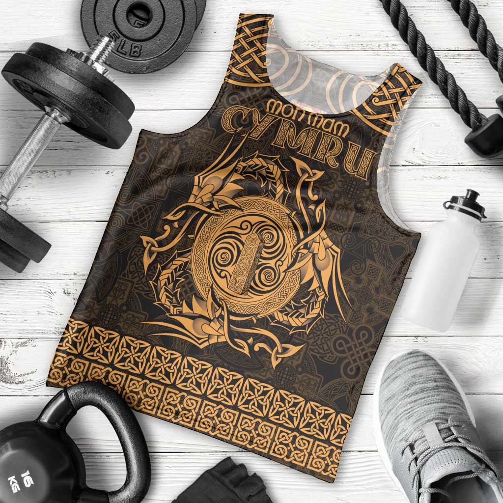 Personalized Anglesey Ynys Mon Men Tank Top Gold Standing Stone Celtic-inspired - Wonder Print Shop