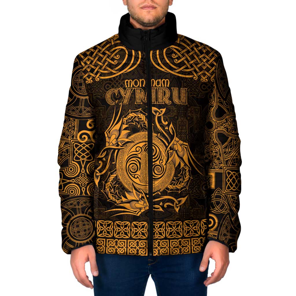 Personalized Anglesey Ynys Mon Padded Jacket Gold Standing Stone Celtic-inspired - Wonder Print Shop