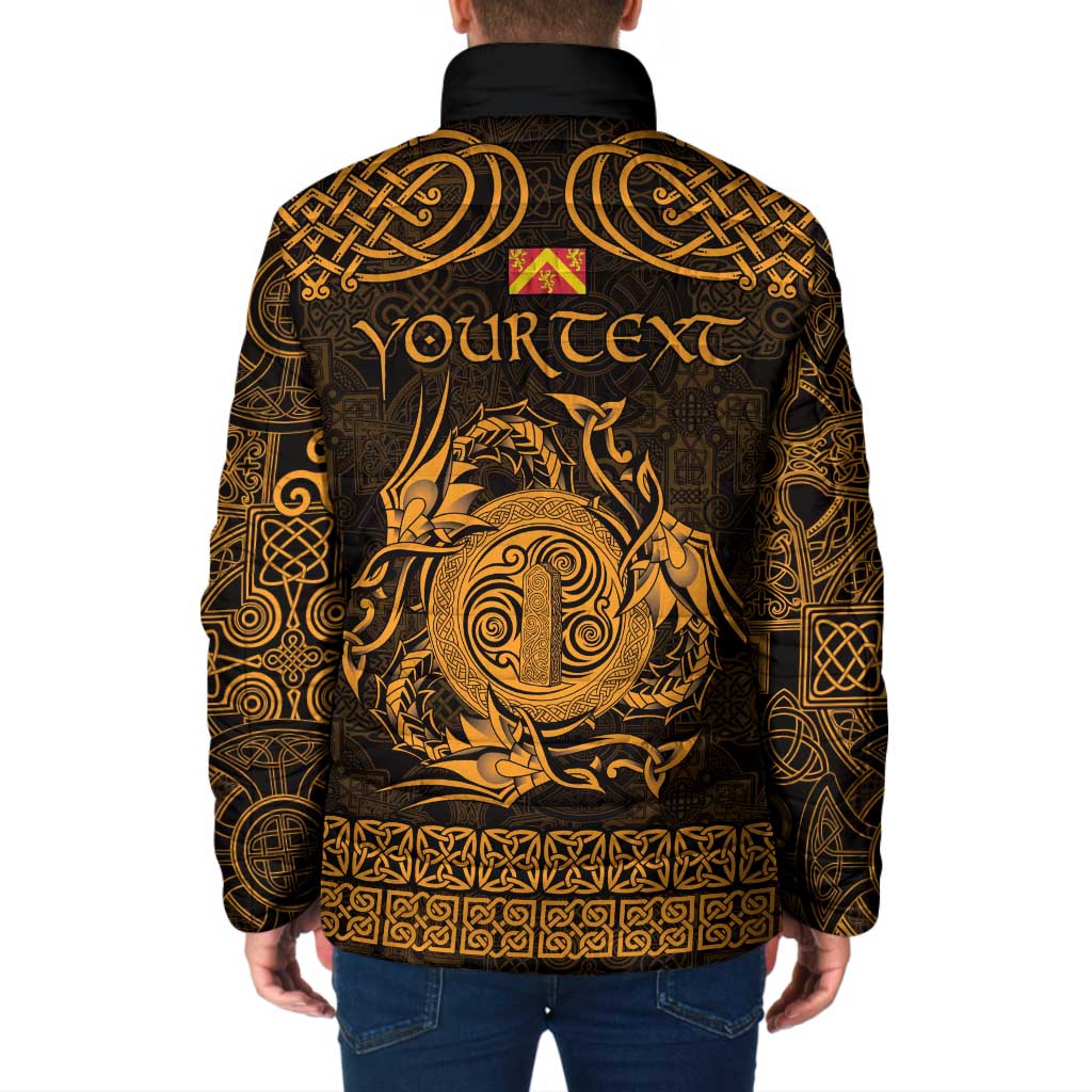Personalized Anglesey Ynys Mon Padded Jacket Gold Standing Stone Celtic-inspired - Wonder Print Shop