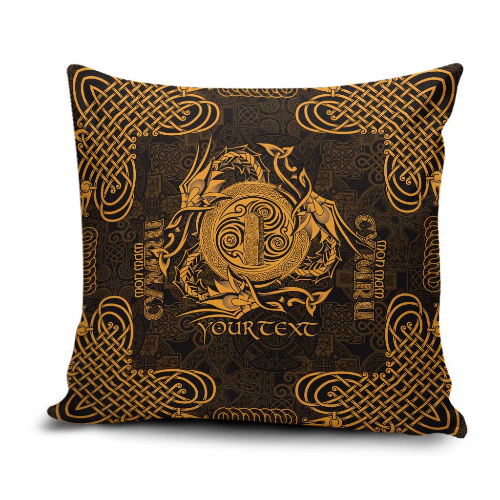 Personalized Anglesey Ynys Mon Pillow Cover Gold Standing Stone Celtic-inspired - Wonder Print Shop