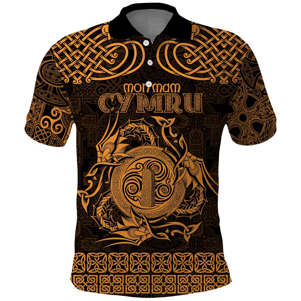 Personalized Anglesey Ynys Mon Polo Shirt Gold Standing Stone Celtic-inspired - Wonder Print Shop