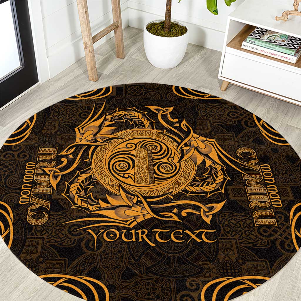 Personalized Anglesey Ynys Mon Round Carpet Gold Standing Stone Celtic-inspired - Wonder Print Shop