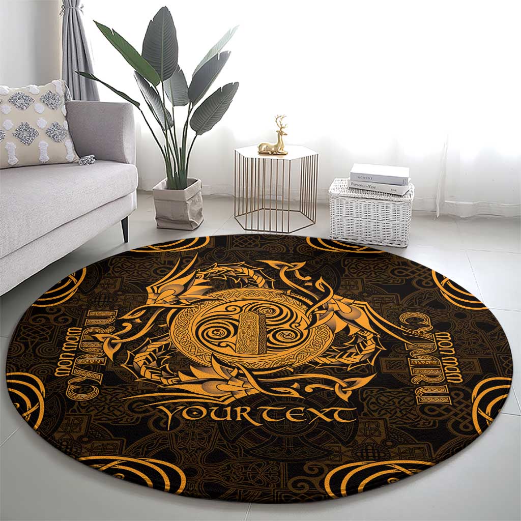 Personalized Anglesey Ynys Mon Round Carpet Gold Standing Stone Celtic-inspired - Wonder Print Shop