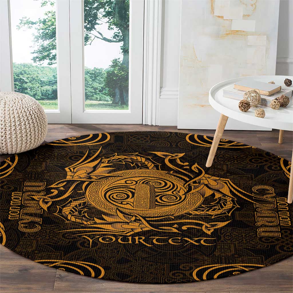 Personalized Anglesey Ynys Mon Round Carpet Gold Standing Stone Celtic-inspired - Wonder Print Shop