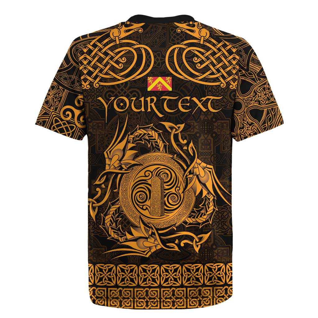 Personalized Anglesey Ynys Mon Rugby Jersey Gold Standing Stone Celtic-inspired - Wonder Print Shop