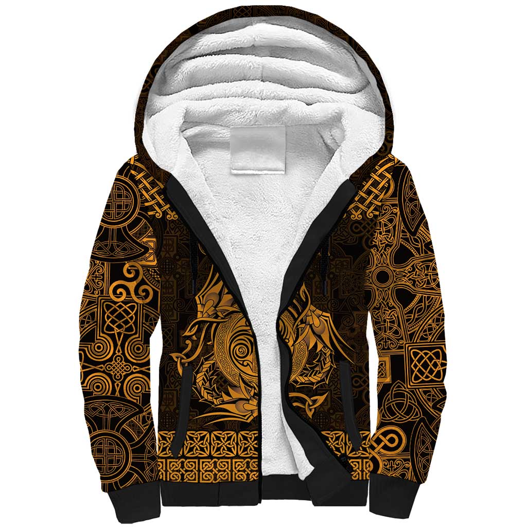 Personalized Anglesey Ynys Mon Sherpa Hoodie Gold Standing Stone Celtic-inspired - Wonder Print Shop