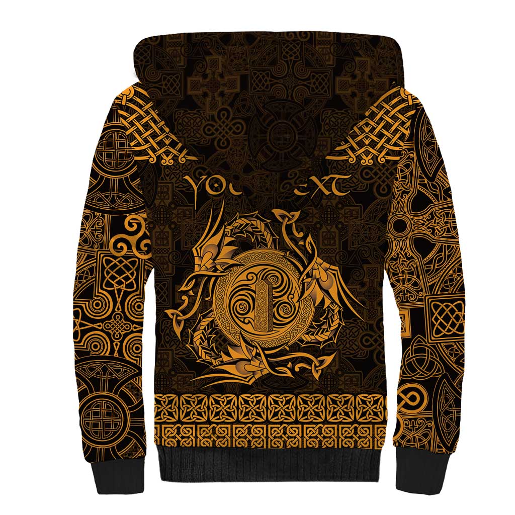 Personalized Anglesey Ynys Mon Sherpa Hoodie Gold Standing Stone Celtic-inspired - Wonder Print Shop