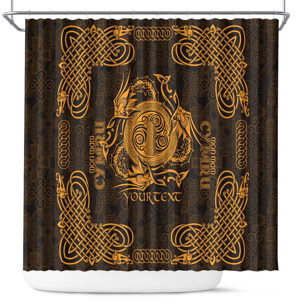 Personalized Anglesey Ynys Mon Shower Curtain Gold Standing Stone Celtic-inspired - Wonder Print Shop