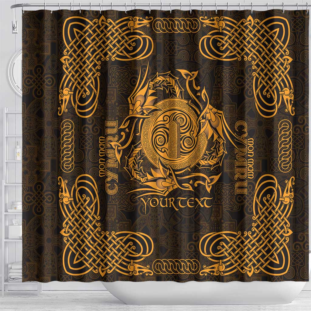 Personalized Anglesey Ynys Mon Shower Curtain Gold Standing Stone Celtic-inspired - Wonder Print Shop